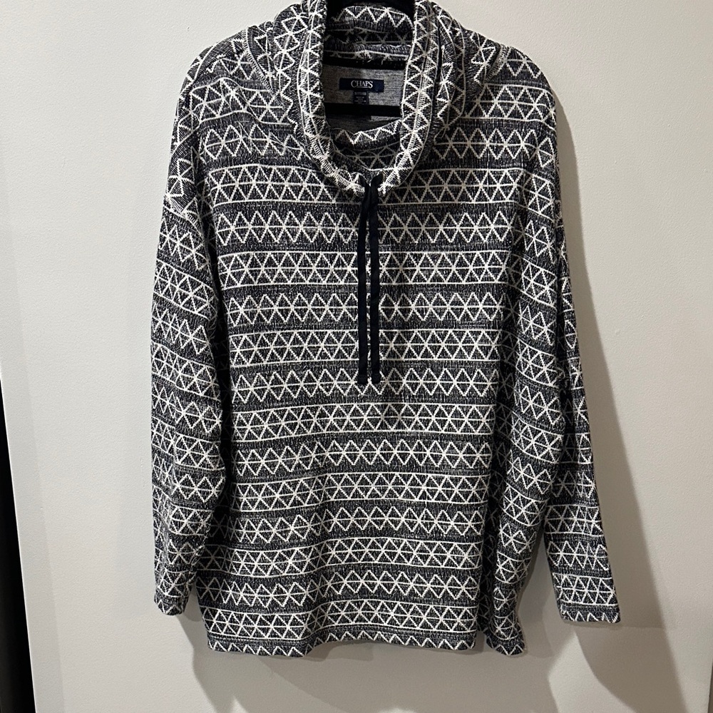 Chaps Women's Cowl Neck Sweater in Black and White